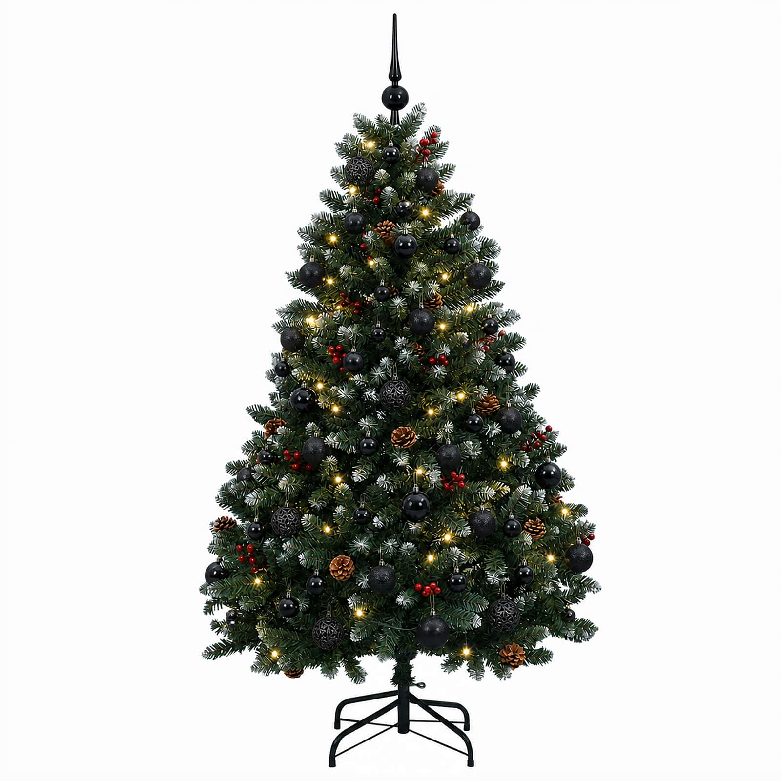 Umetno božično drevesce, zeleno, z okraski 150 cm 150 LED