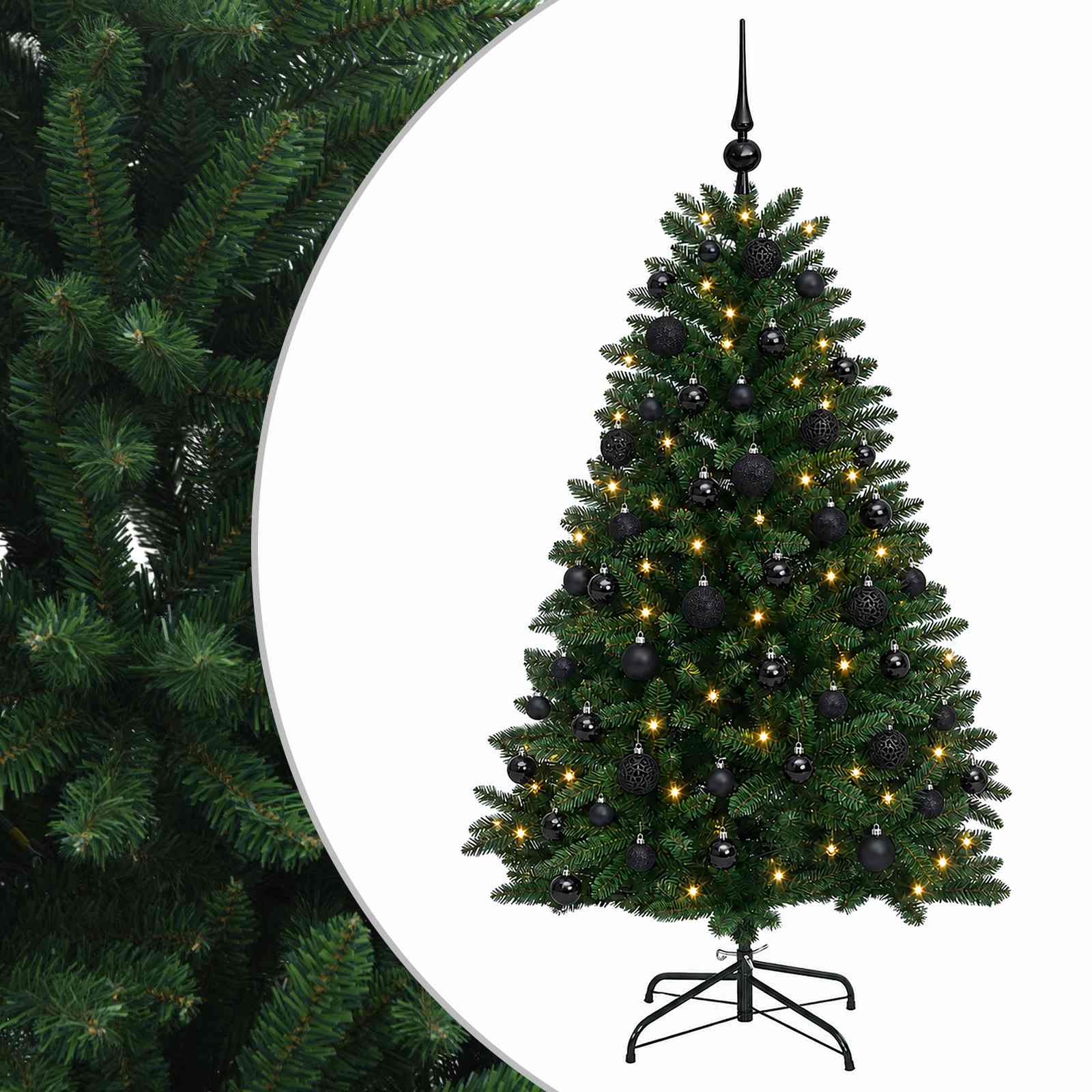 vidaXL Kunstkerstboom middengroen met kerstbal 150 cm 150 LED's groen, foto 3
