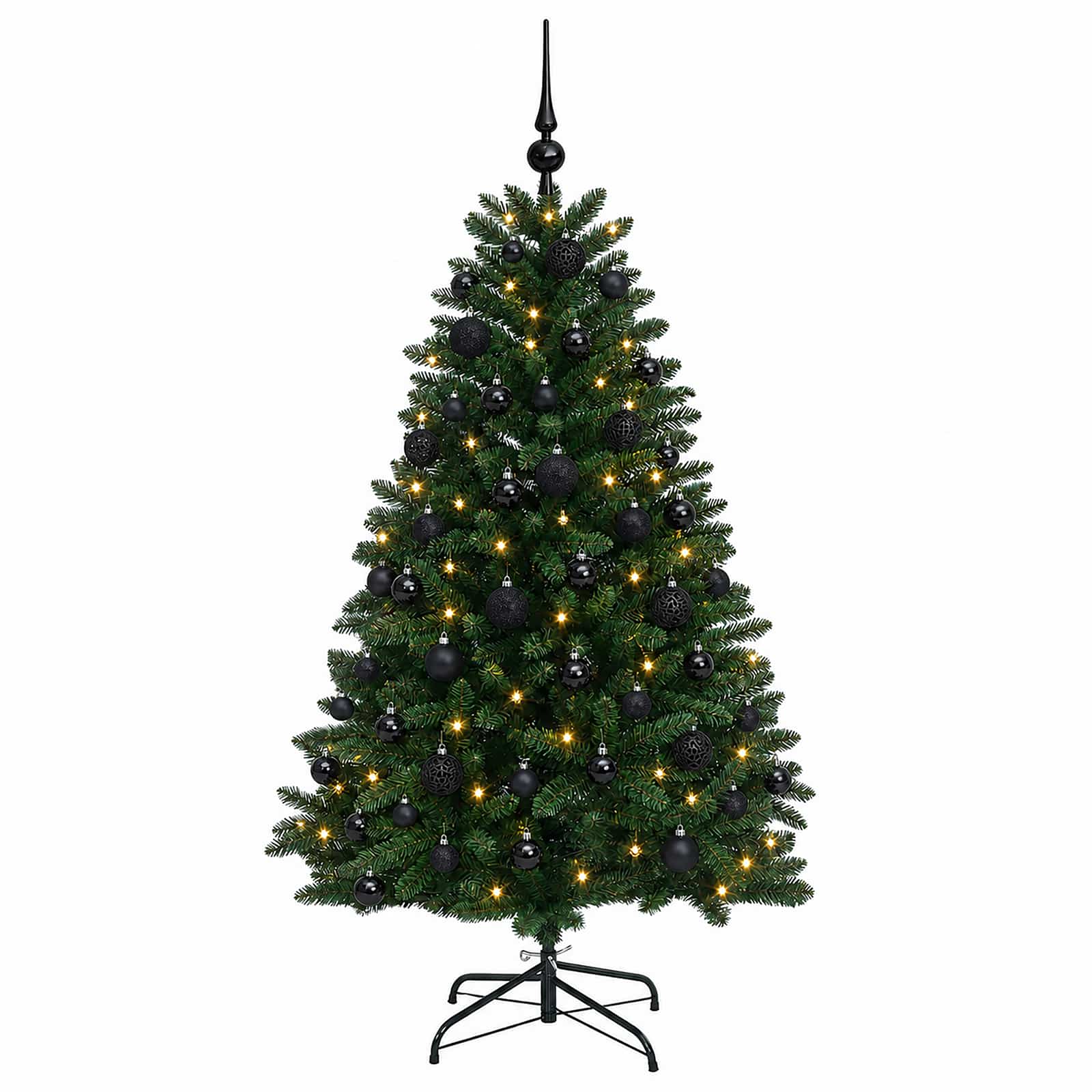 vidaXL Kunstkerstboom middengroen met kerstbal 150 cm 150 LED's groen, foto 4