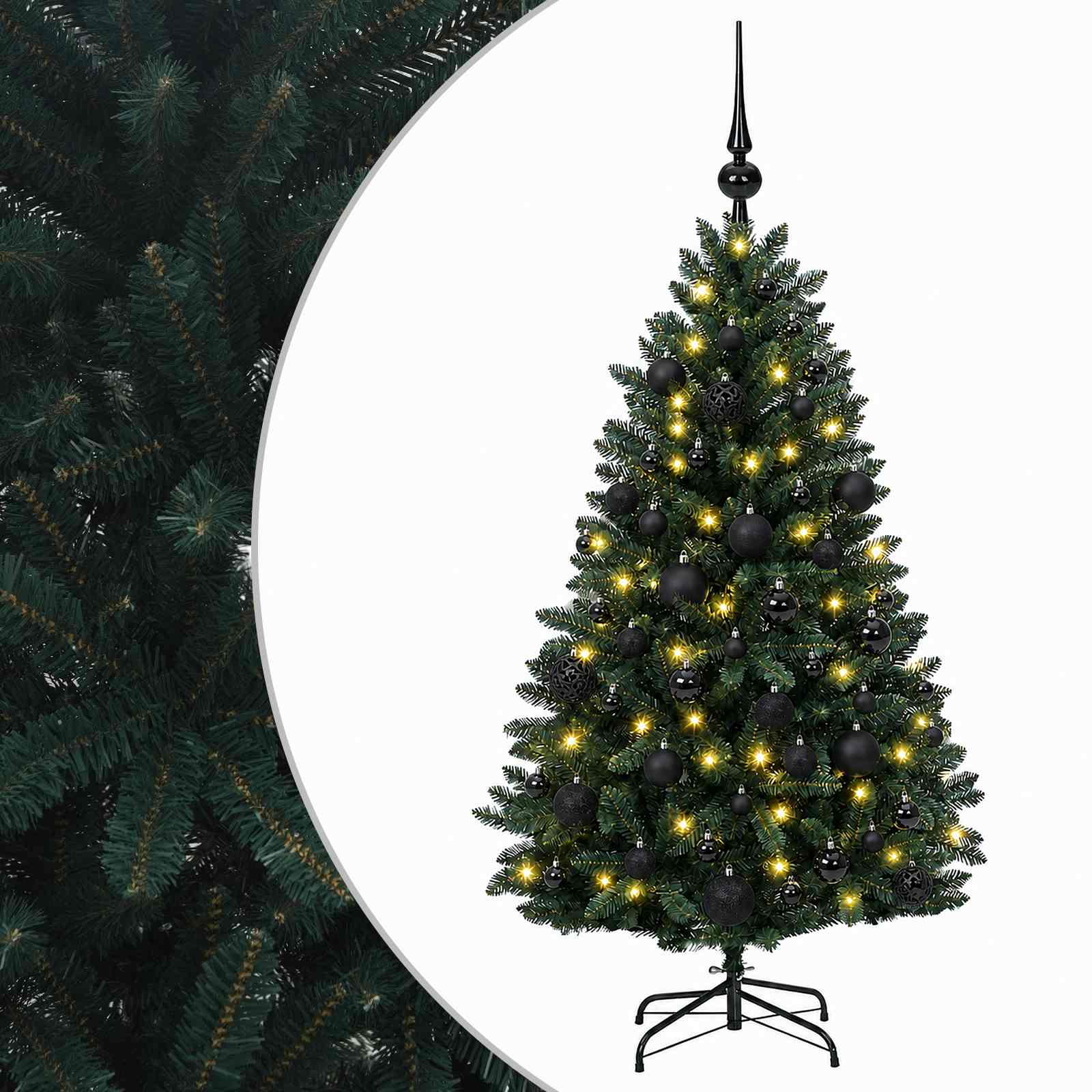 vidaXL Kunstkerstboom donkergroen met kerstballen 120 cm 150 LED's groen, foto 3