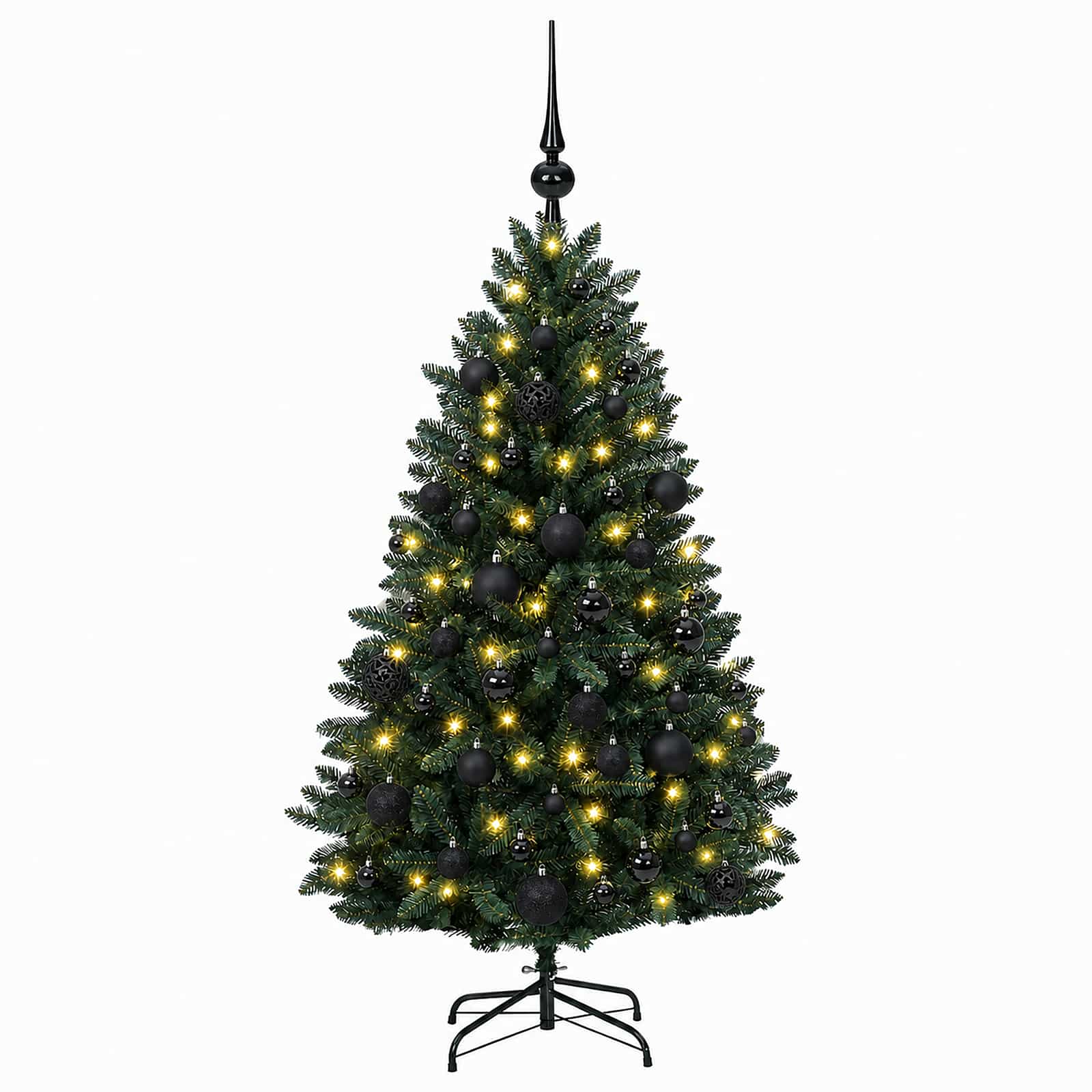 vidaXL Kunstkerstboom donkergroen met kerstballen 120 cm 150 LED's groen, foto 4