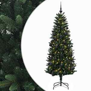 vidaXL Tehisj&otilde;ulukuusk koos kaunistustega 120 cm 150 LED-i Soe valge