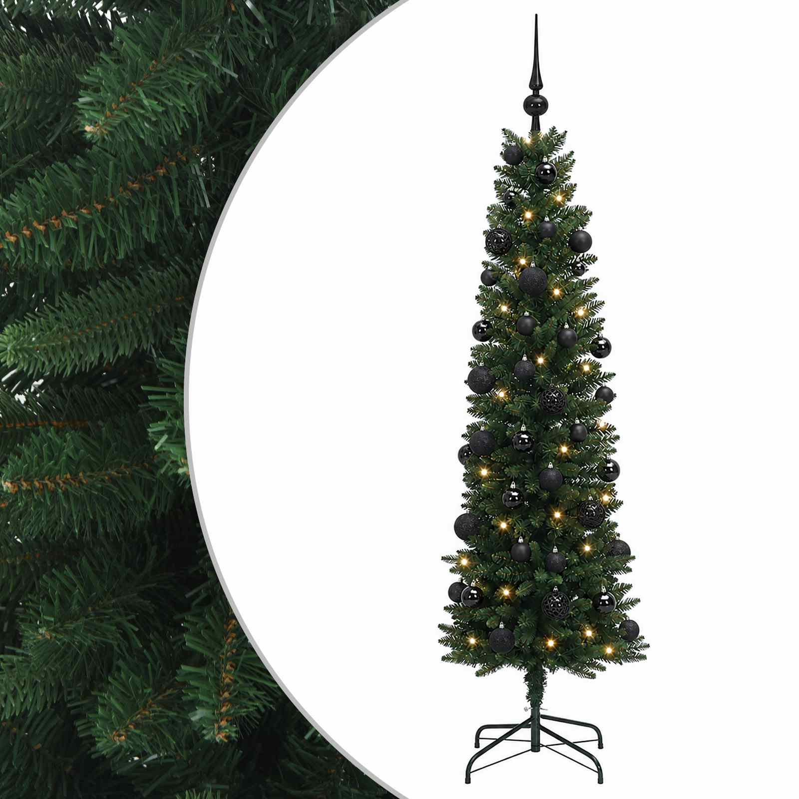 vidaXL Umelý štíhly vianočný stromček s vianočnou guľou 150 cm 150 LED