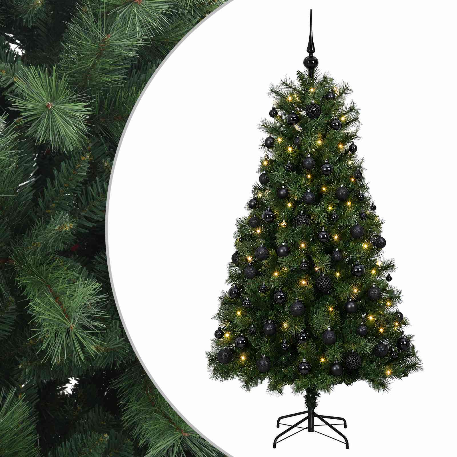 vidaXL Umelý kĺbový vianočný stromček s vianočnými guľami 150 cm
