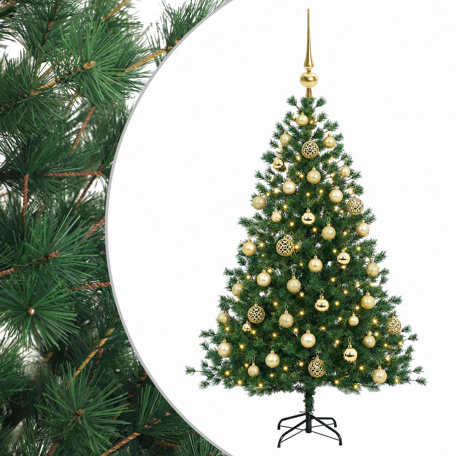 Umetna božična jelka z bučko 120 cm 150 LED Toplo bela