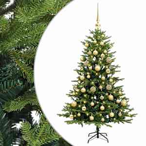 vidaXL Kunstkuusk koos j&otilde;ulukuuliga 120 cm 150 LED-i Soe valge