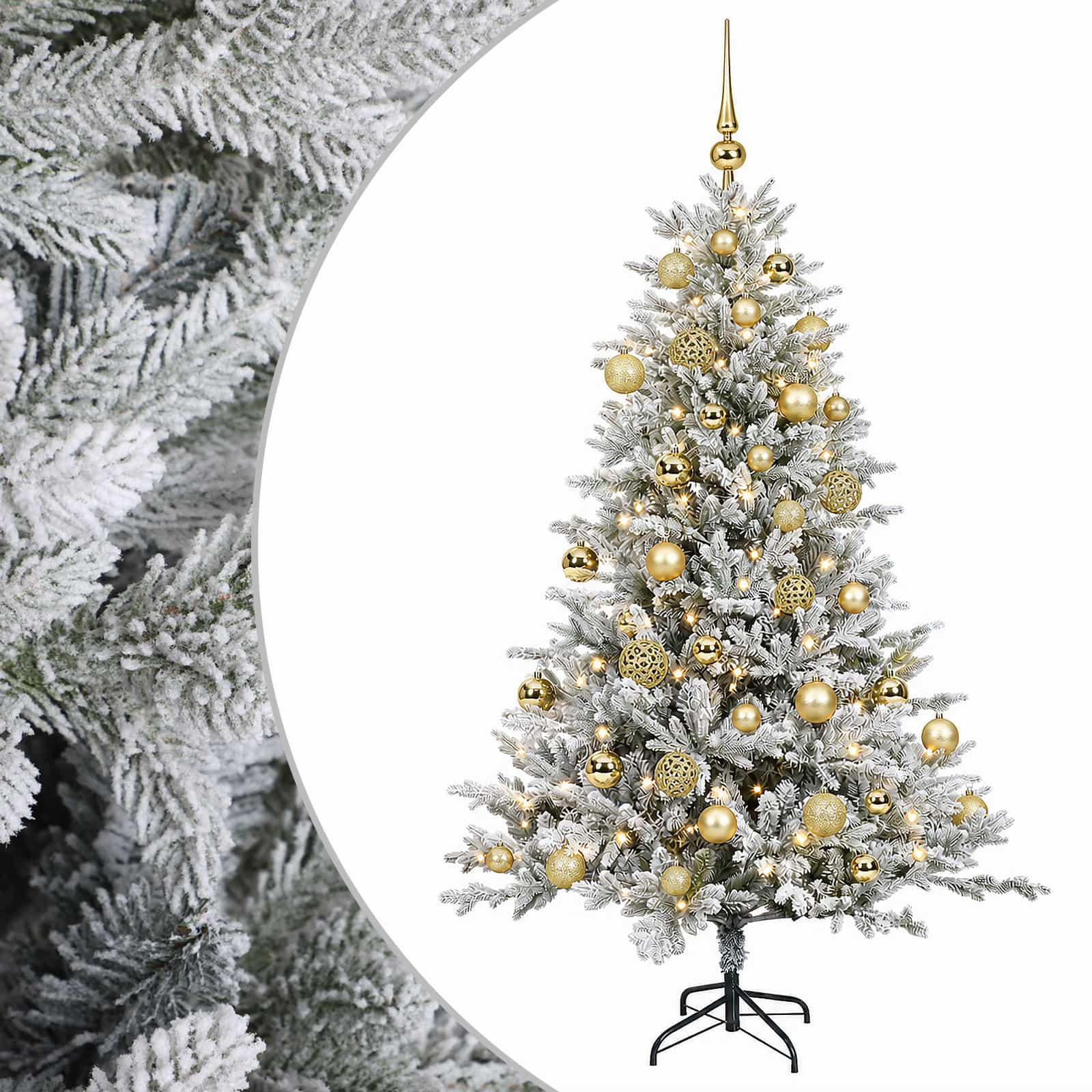 Umjetno božično drevo z okrasnimi kroglami 150 cm 150 LED