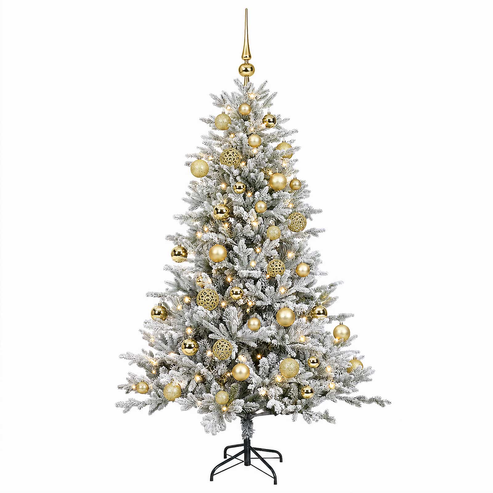 Umjetno božično drevo z okrasnimi kroglami 150 cm 150 LED