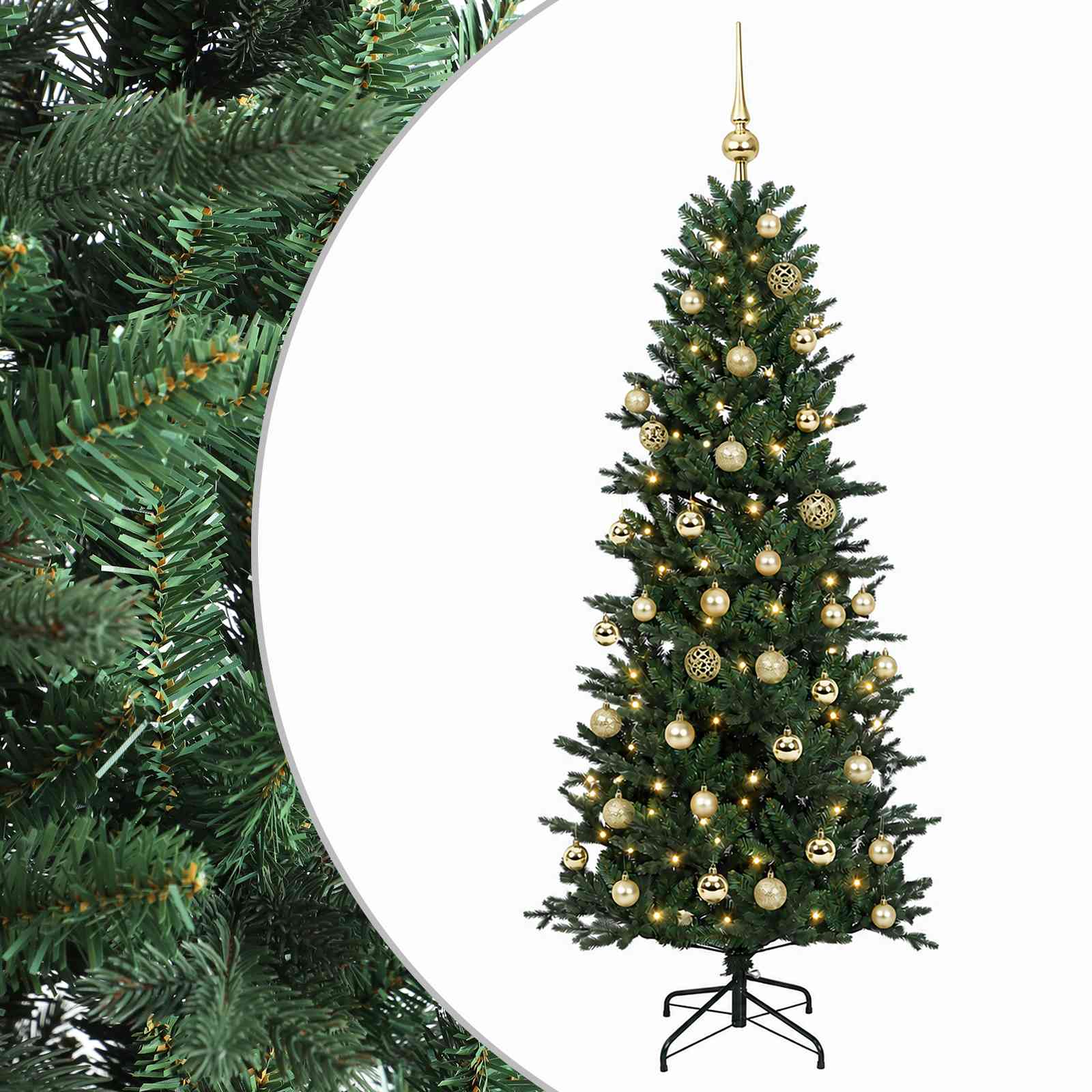 Umetna božična jelka z bučko 150 cm 150 LED Toplo bela