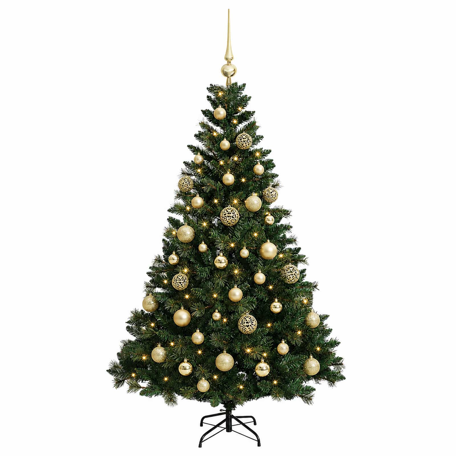 Umjetno božično drevo z okrasnimi kroglami 150 cm 150 LED