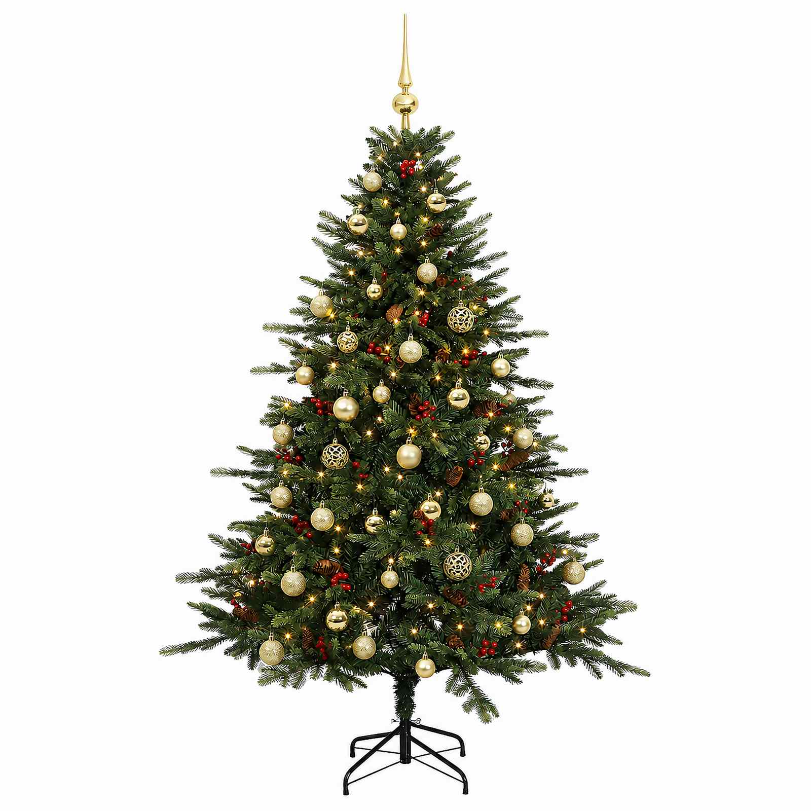 vidaXL - Kunstkerstboom - met - kerstbal - 150 - cm - 150 - LED's - Warmwit