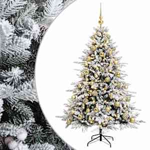 vidaXL Kunstkuusk koos j&otilde;ulukuuliga 120 cm 150 LED-i Soe valge
