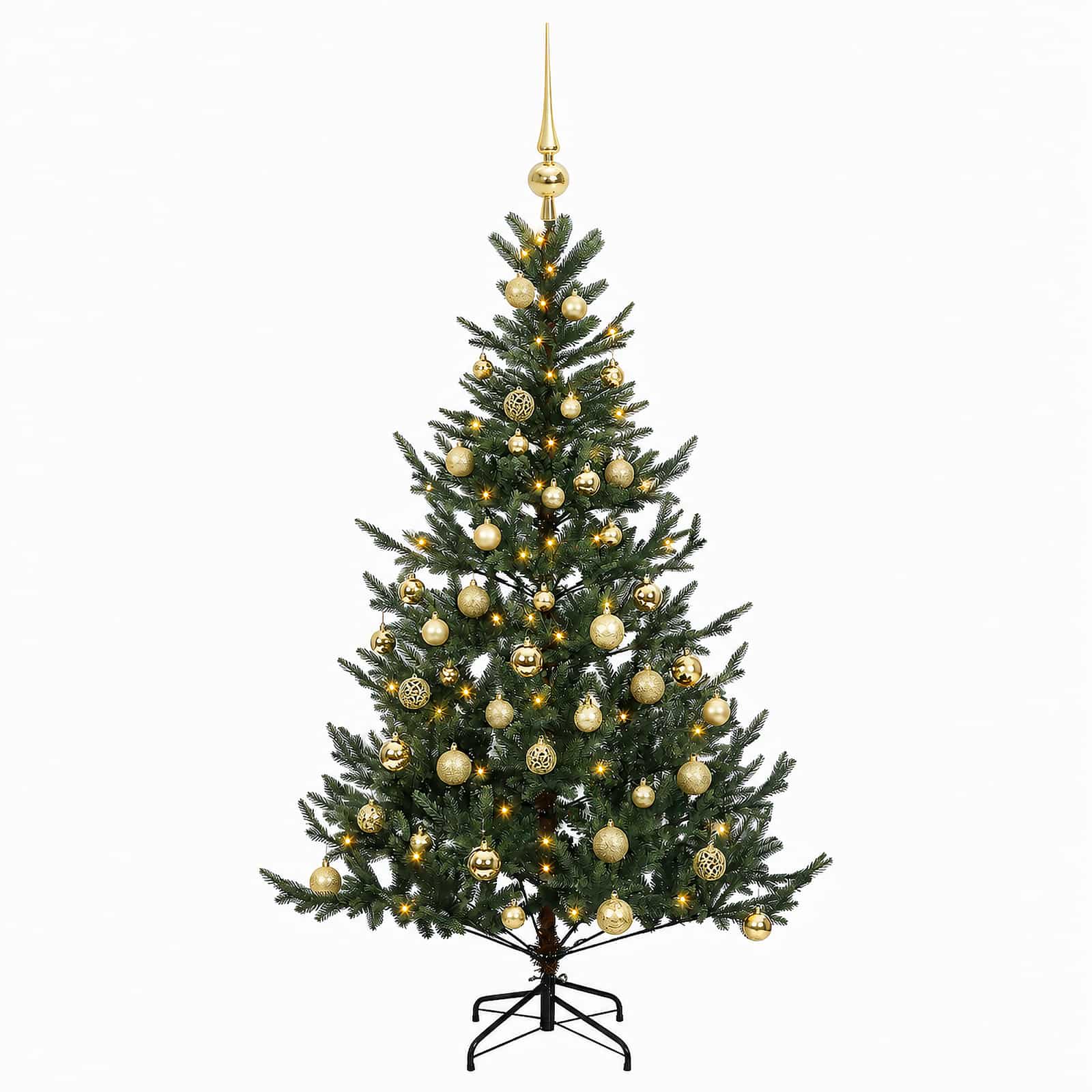 Umetna božična jelka z bučko 150 cm 150 LED Toplo bela