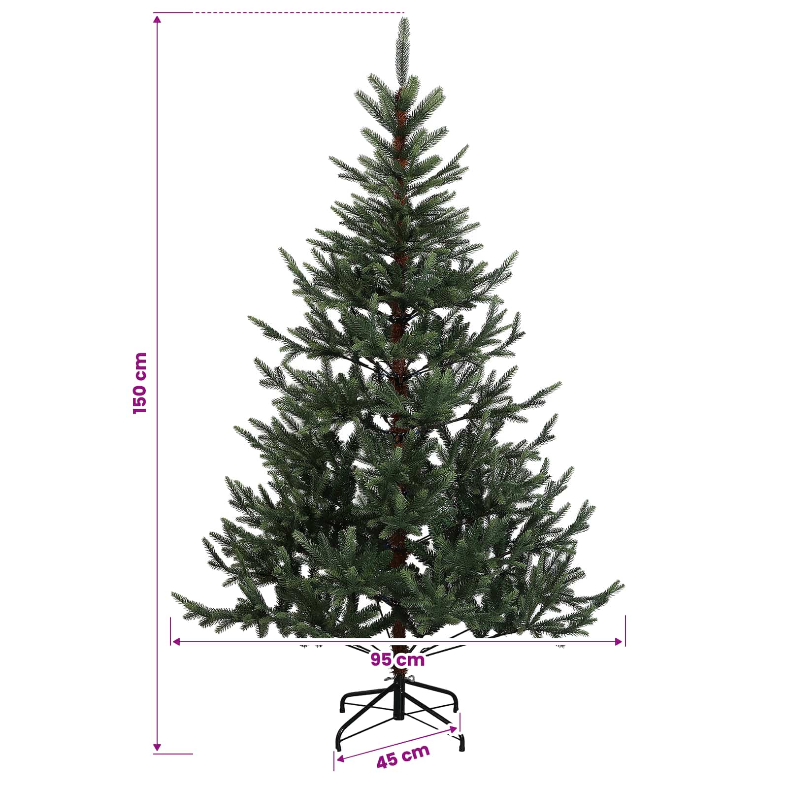 Umetna božična jelka z bučko 150 cm 150 LED Toplo bela