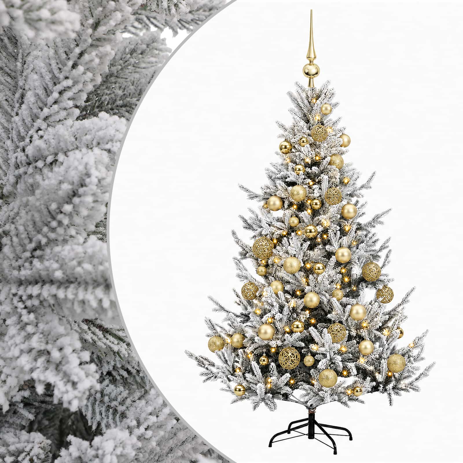 vidaXL Umelý vianočný stromček s vianočnými guľami 150 cm 150 LED