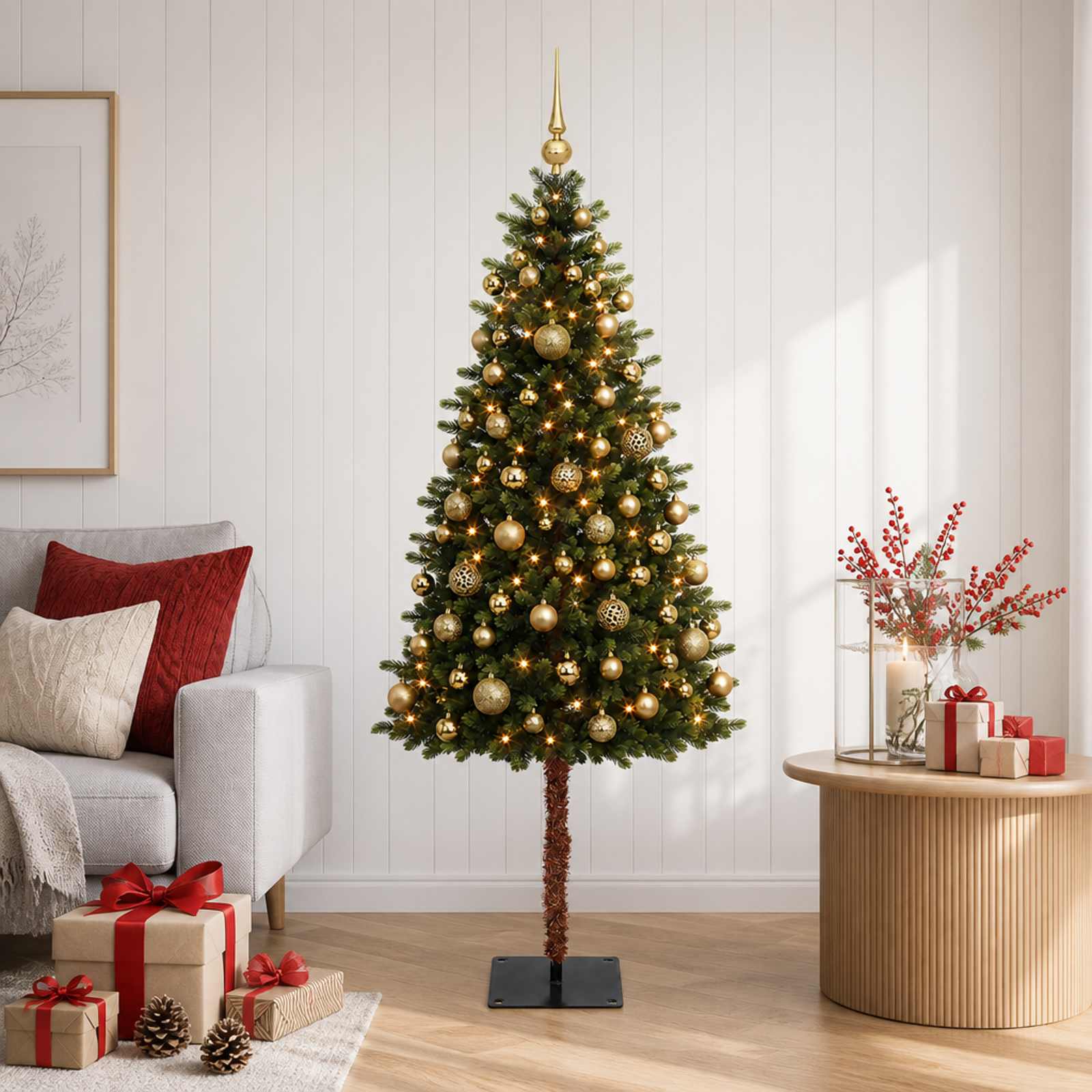 Umjetno božično drevo z okrasnimi kroglami 180 cm 300 LED