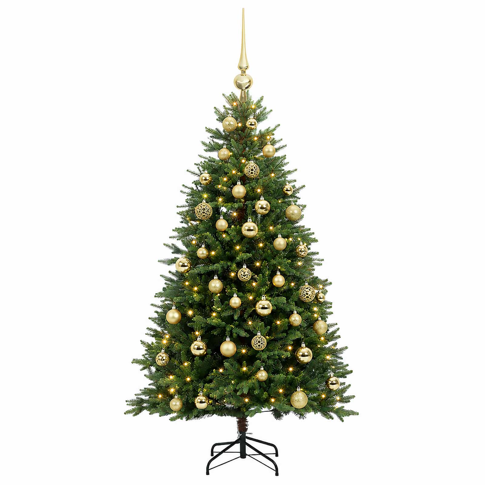 Umjetno božično drevo z okrasnimi kroglami 150 cm 150 LED
