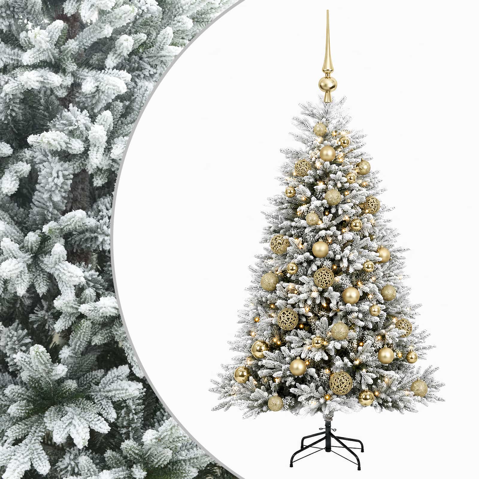 Umjetno božično drevo z okrasnimi kroglami 150 cm 150 LED
