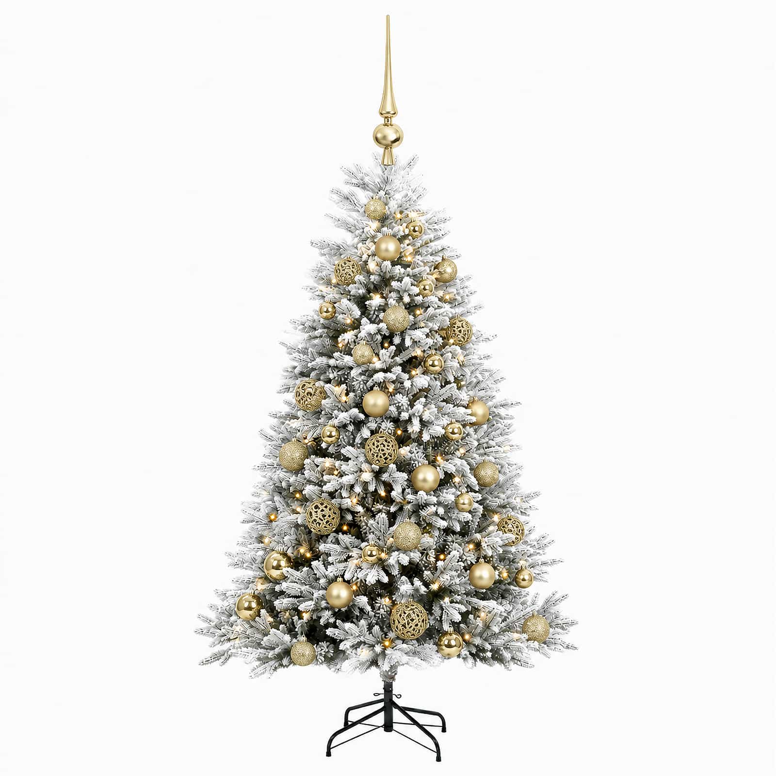 Umjetno božično drevo z okrasnimi kroglami 150 cm 150 LED