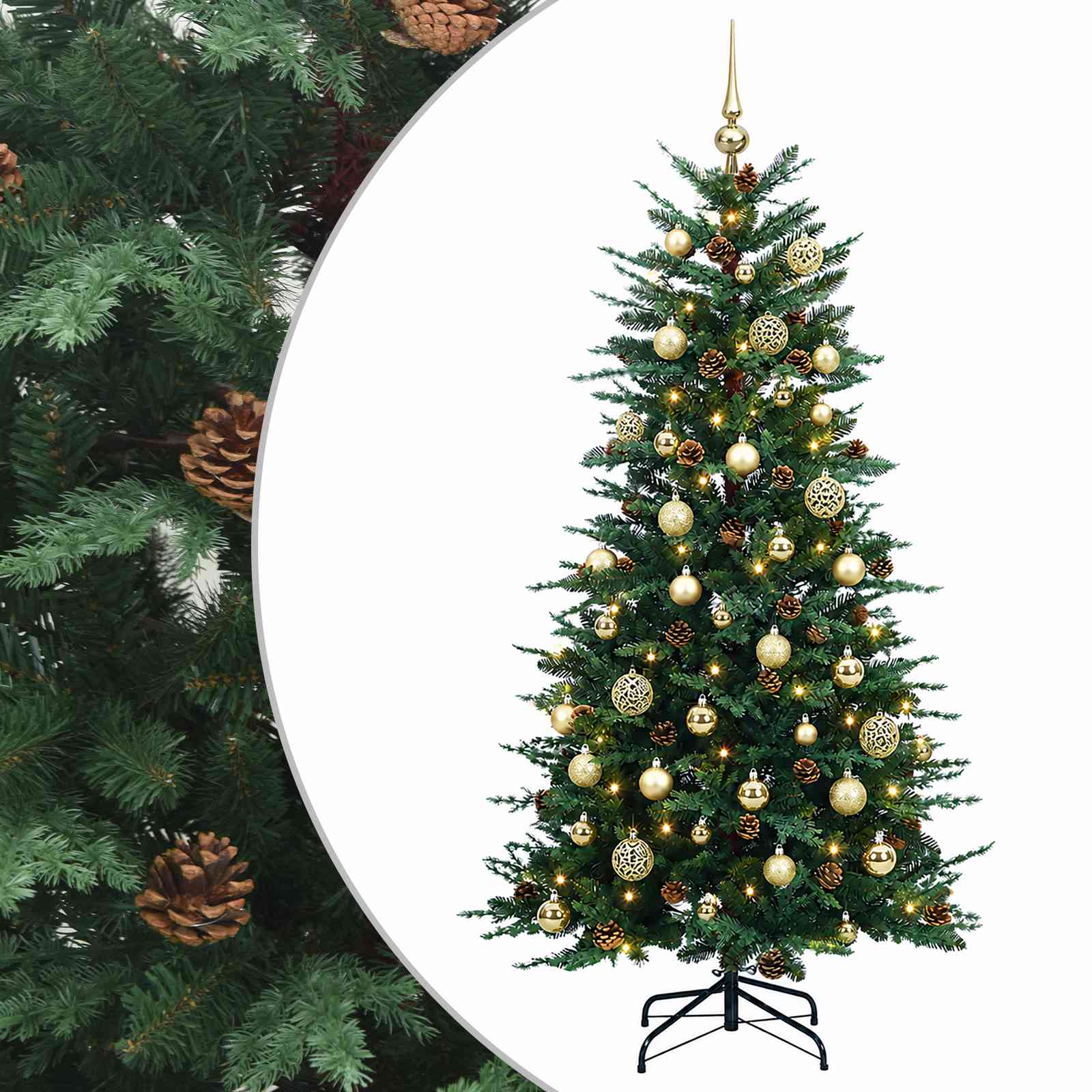 Umetno Zložljivo Božično Drevo 150 cm 150 LED Toplo bela