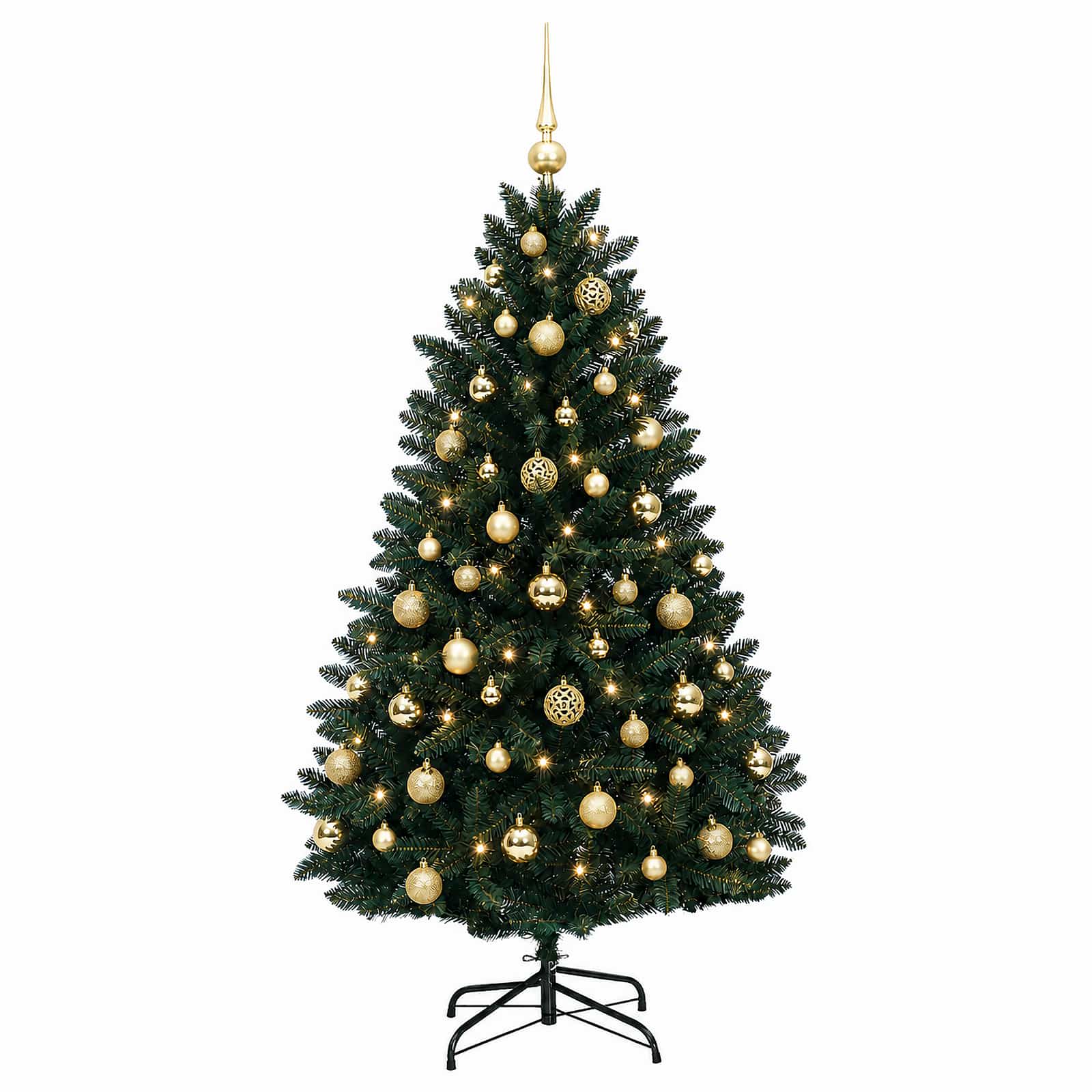 vidaXL Kunstkerstboom donkergroen met kerstballen 120 cm 150 LED's groen, foto 4