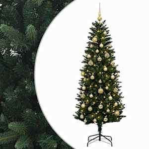 vidaXL Tehisj&otilde;ulukuusk koos kaunistustega 120 cm 150 LED-i Soe valge