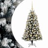 vidaXL Kunstlik hingedega j&otilde;ulupuu koos kuulidega 120 cm 150 LED-i