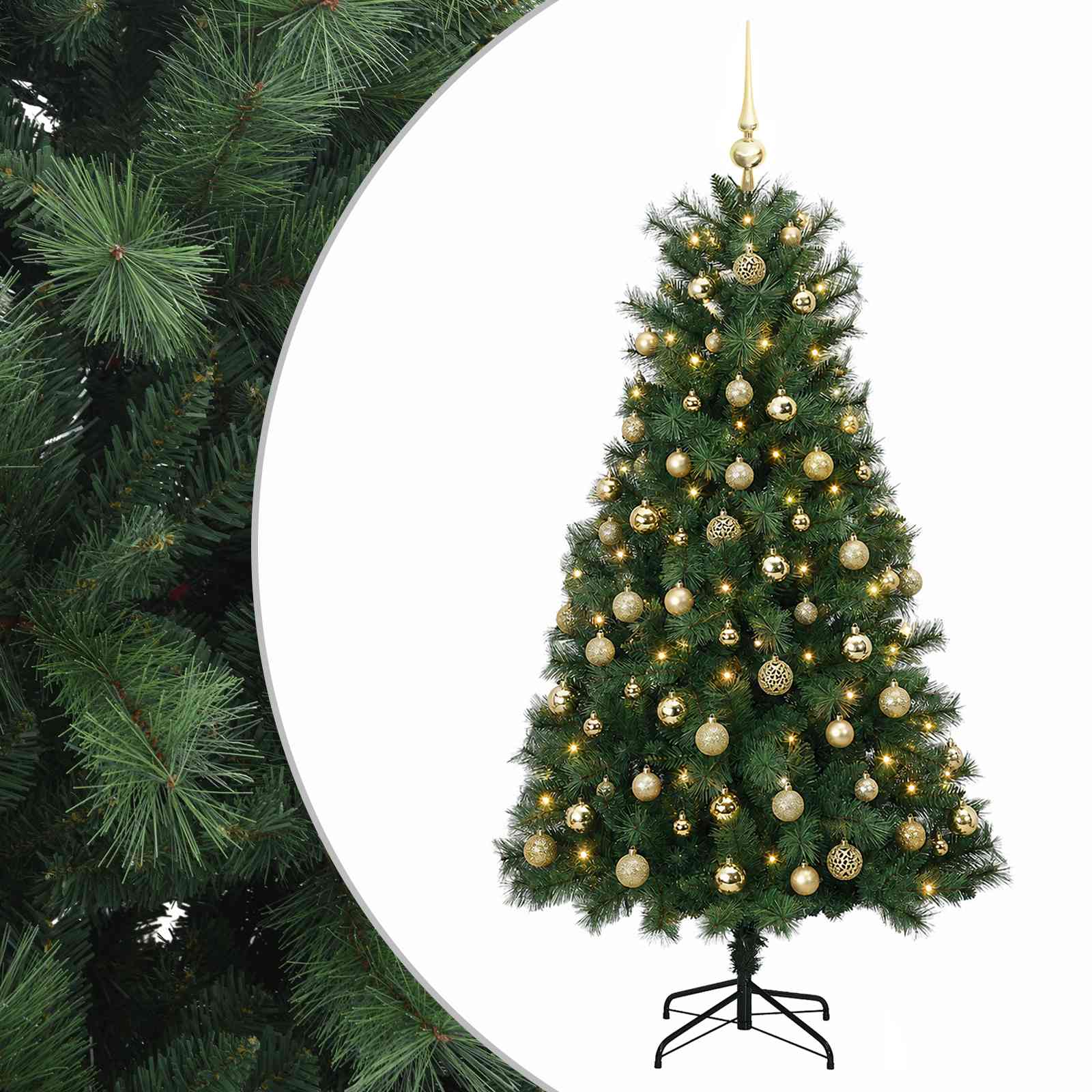 vidaXL Umelý kĺbový vianočný stromček s vianočnými guľami 150 cm