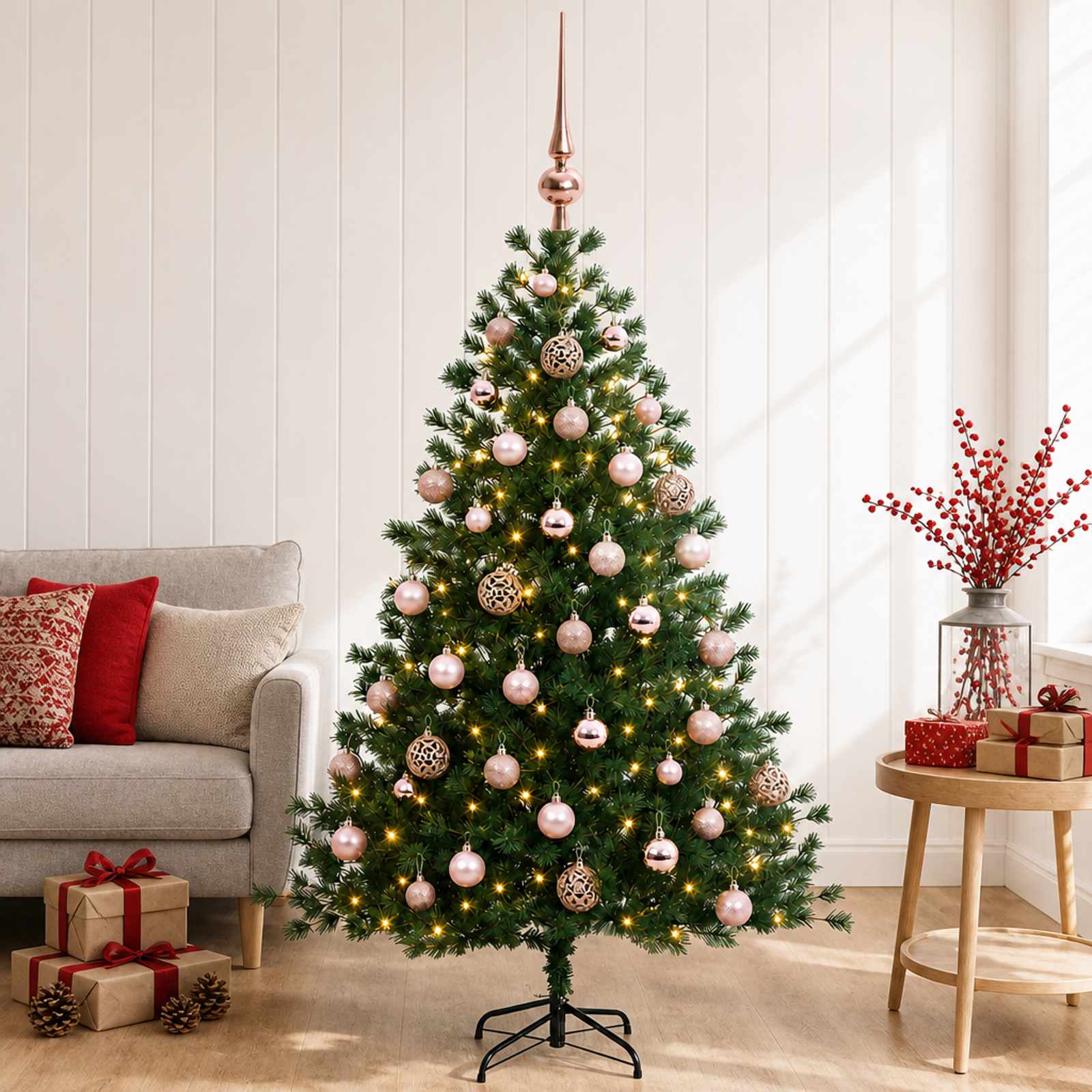 Umetna božična jelka z bučko 150 cm 150 LED Toplo bela