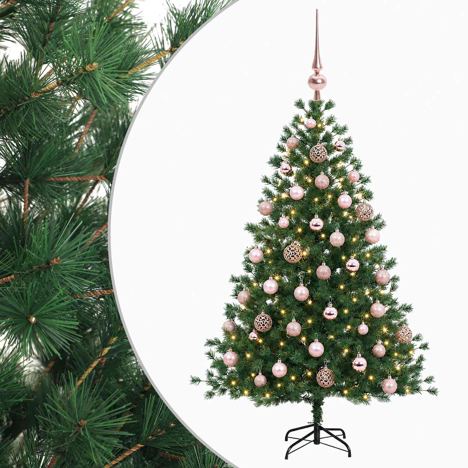 Umetna božična jelka z bučko 150 cm 150 LED Toplo bela