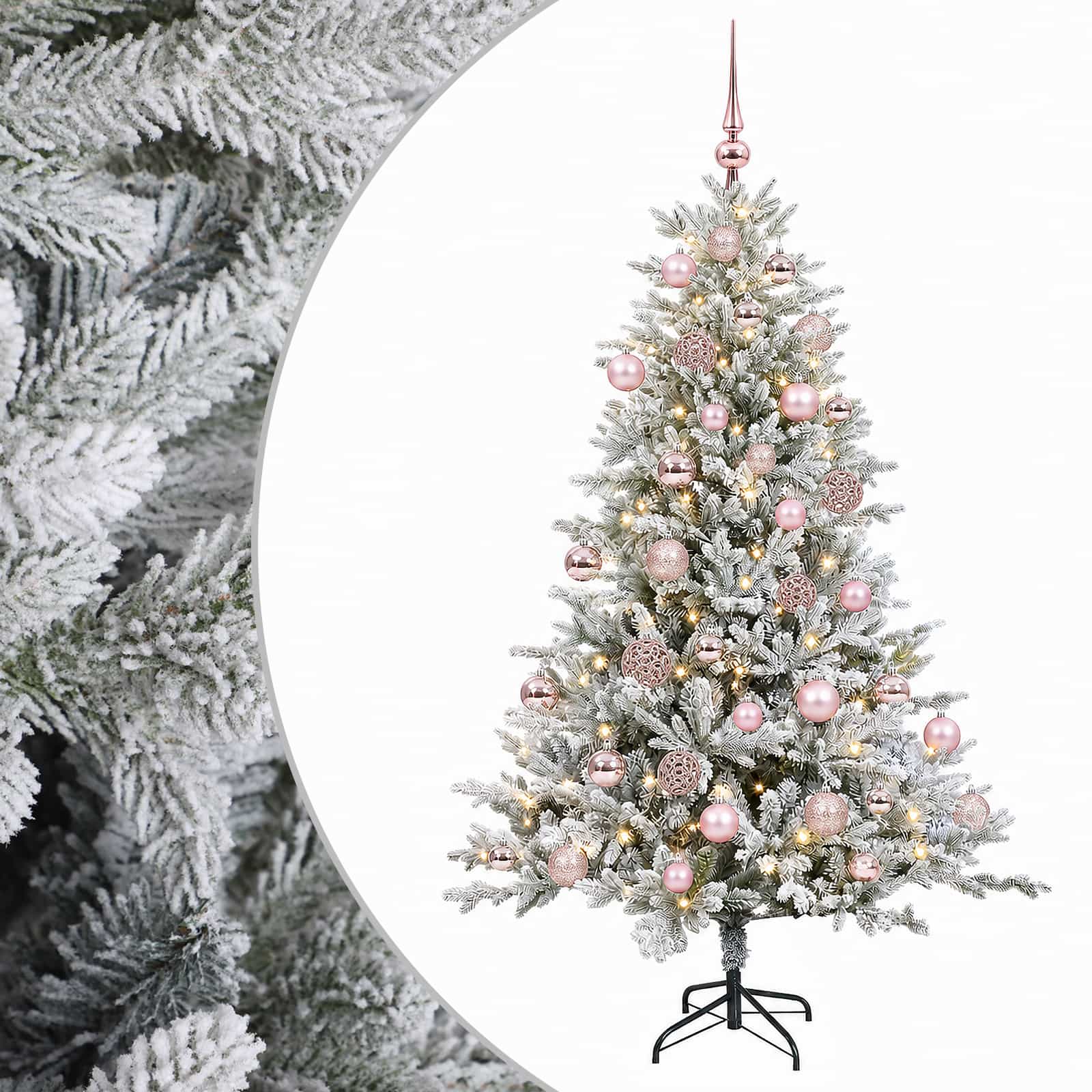 vidaXL Umelý vianočný stromček s vianočnými guľami 120 cm 150 LED