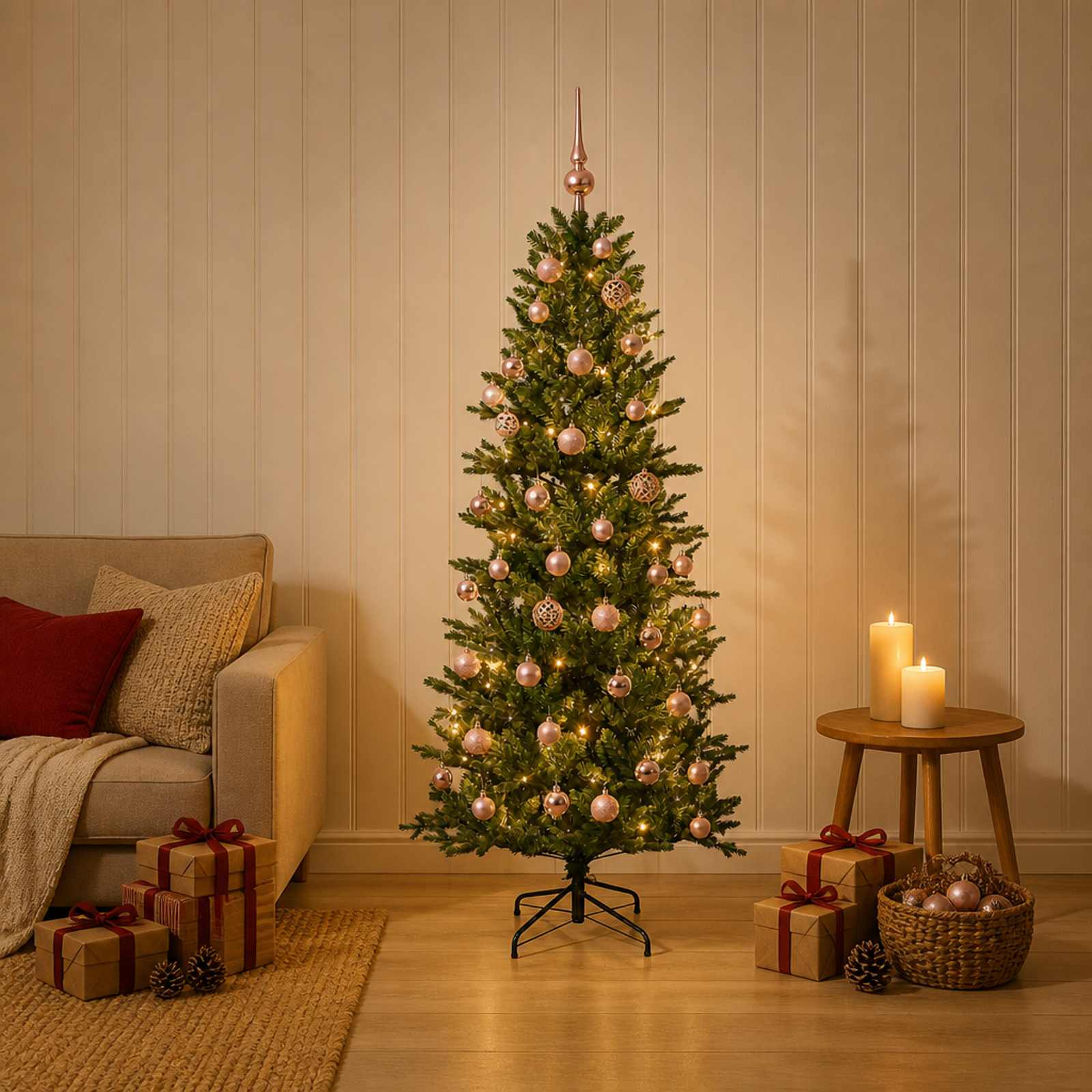Umetna božična jelka z bučko 120 cm 150 LED Toplo bela