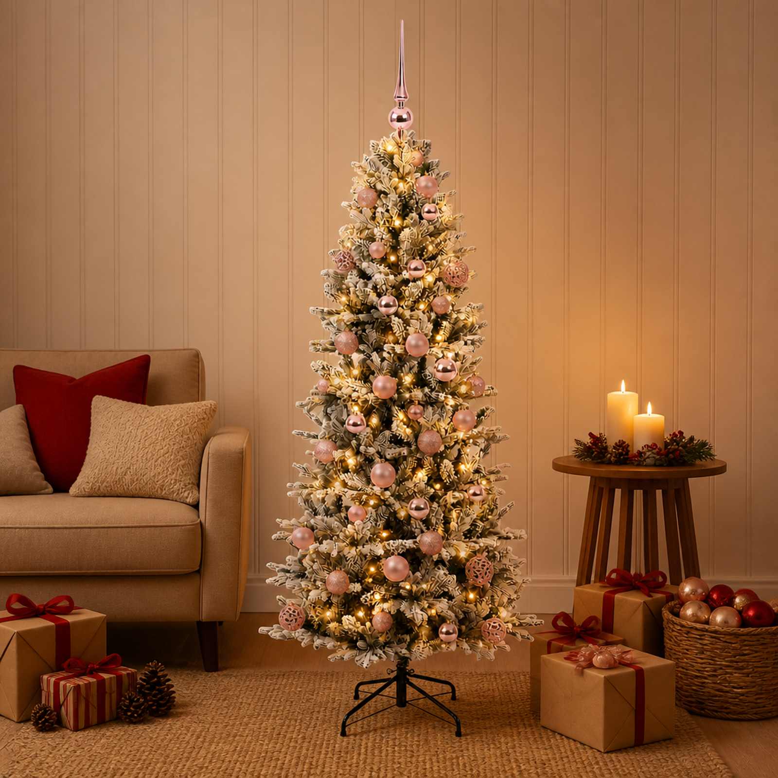 Umetna božična jelka z bučko 150 cm 150 LED Toplo bela