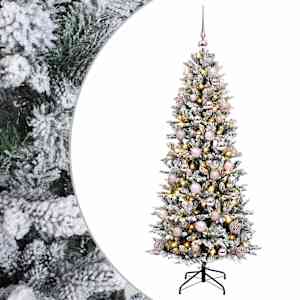 vidaXL Kunstkuusk koos j&otilde;ulukuuliga 150 cm 150 LED-i Soe valge