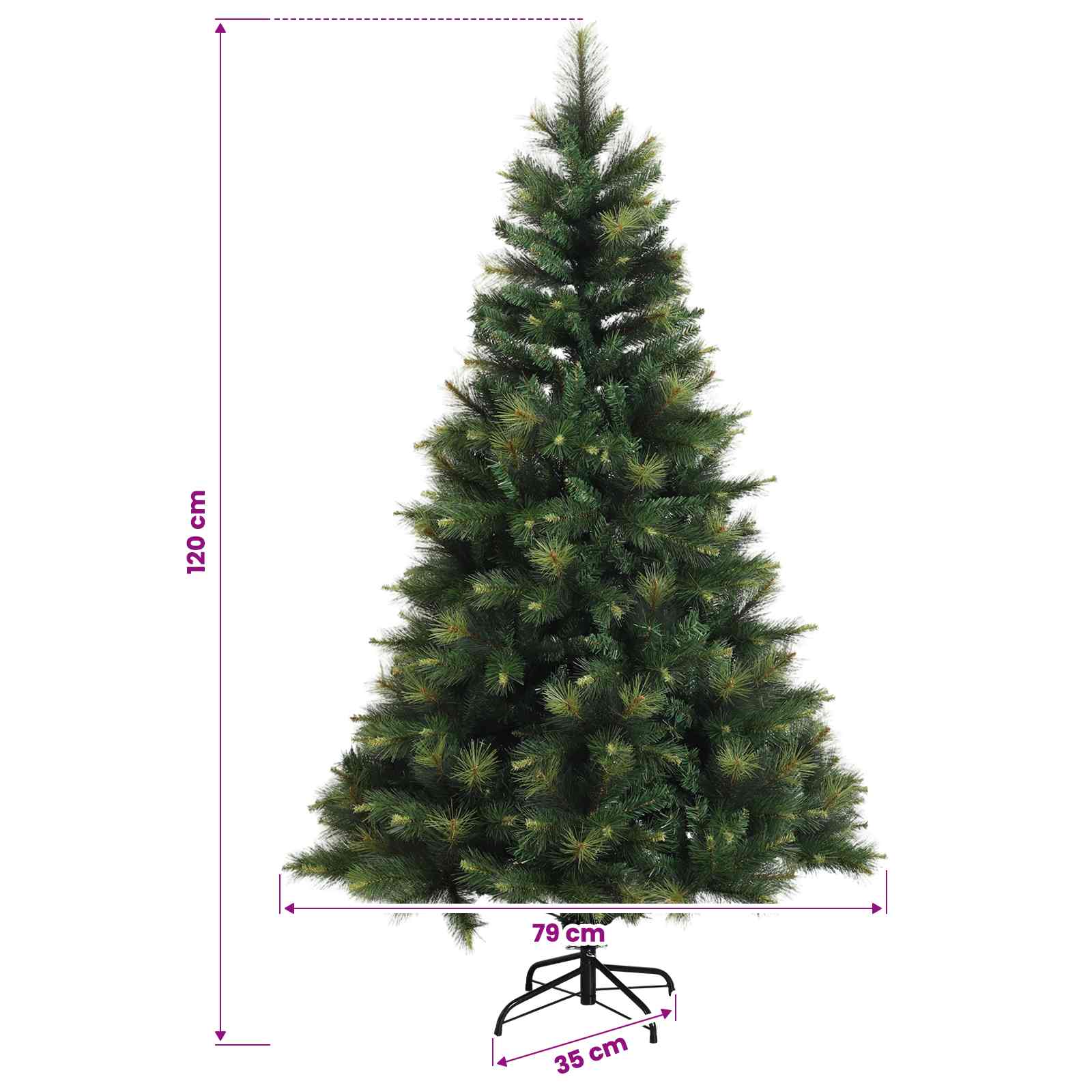Umetna božična jelka z bučko 120 cm 150 LED Toplo bela