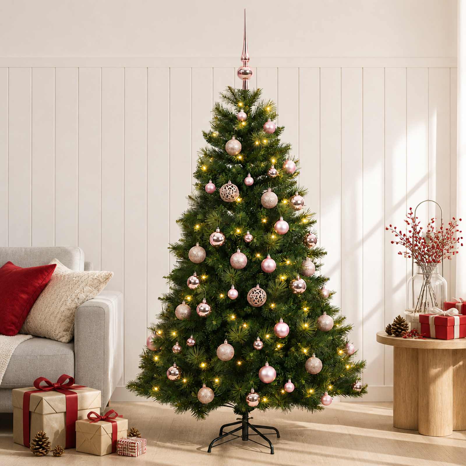 Umetna božična jelka z bučko 150 cm 150 LED Toplo bela