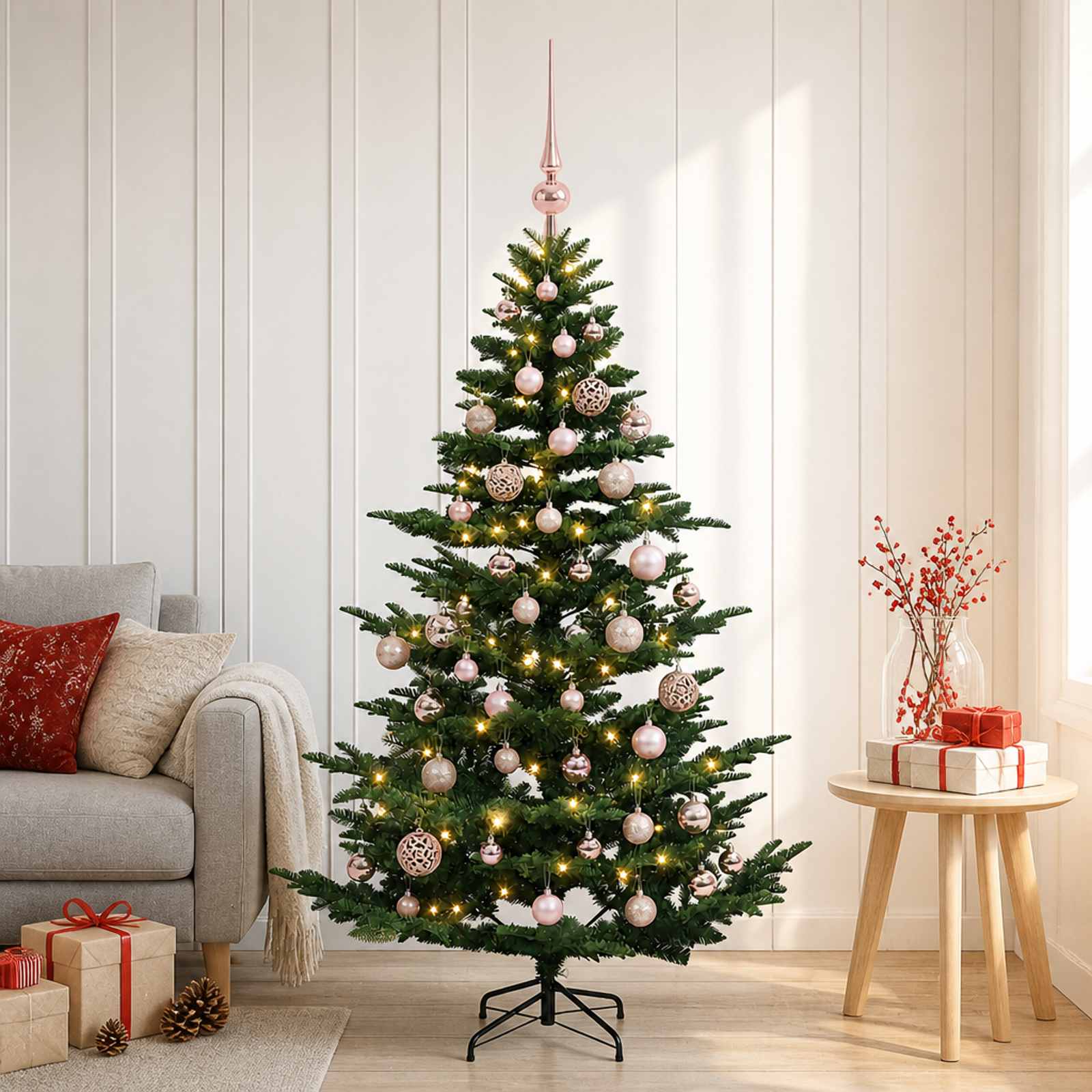 Umetna božična jelka z bučko 120 cm 150 LED Toplo bela