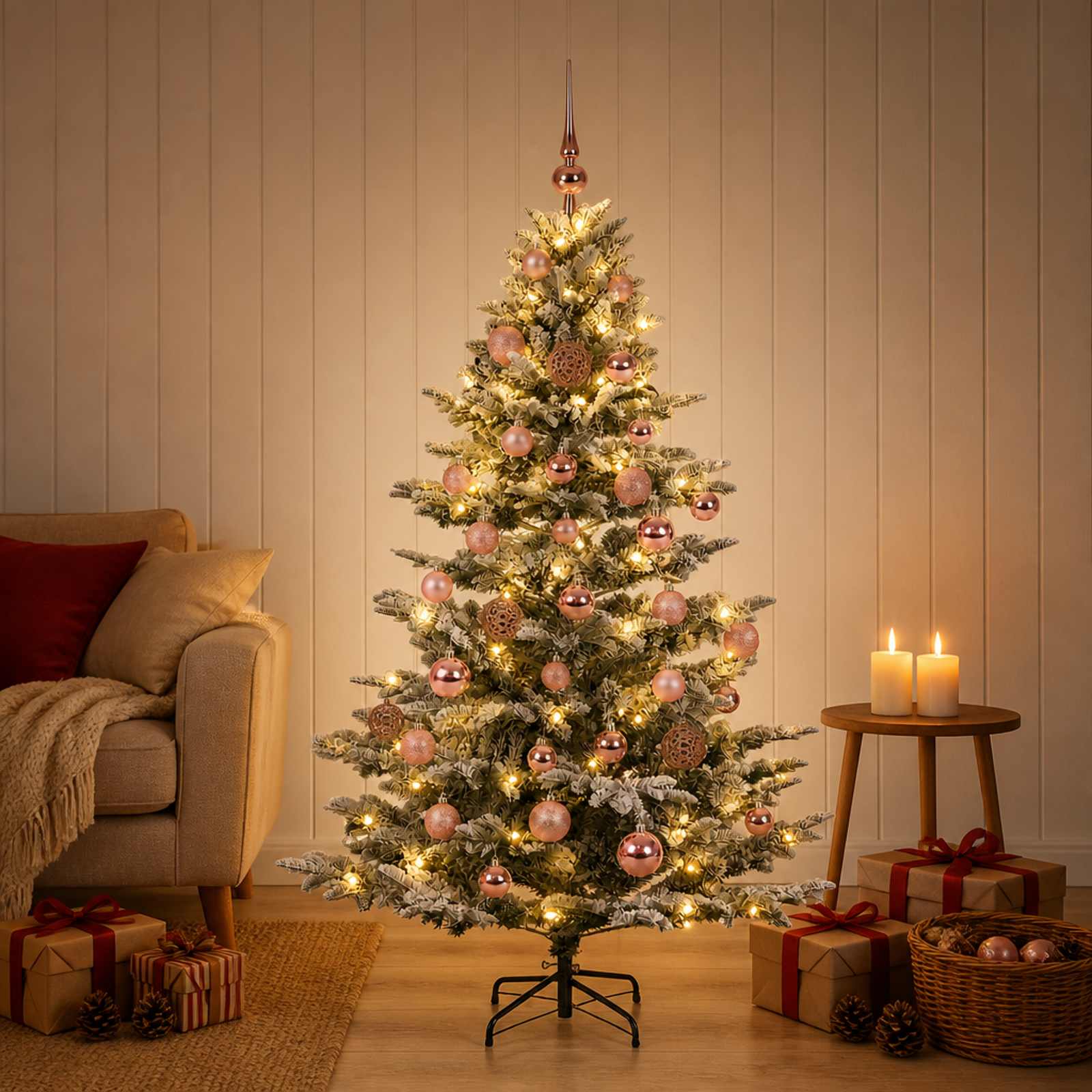Umetna božična jelka z bučko 150 cm 150 LED Toplo bela