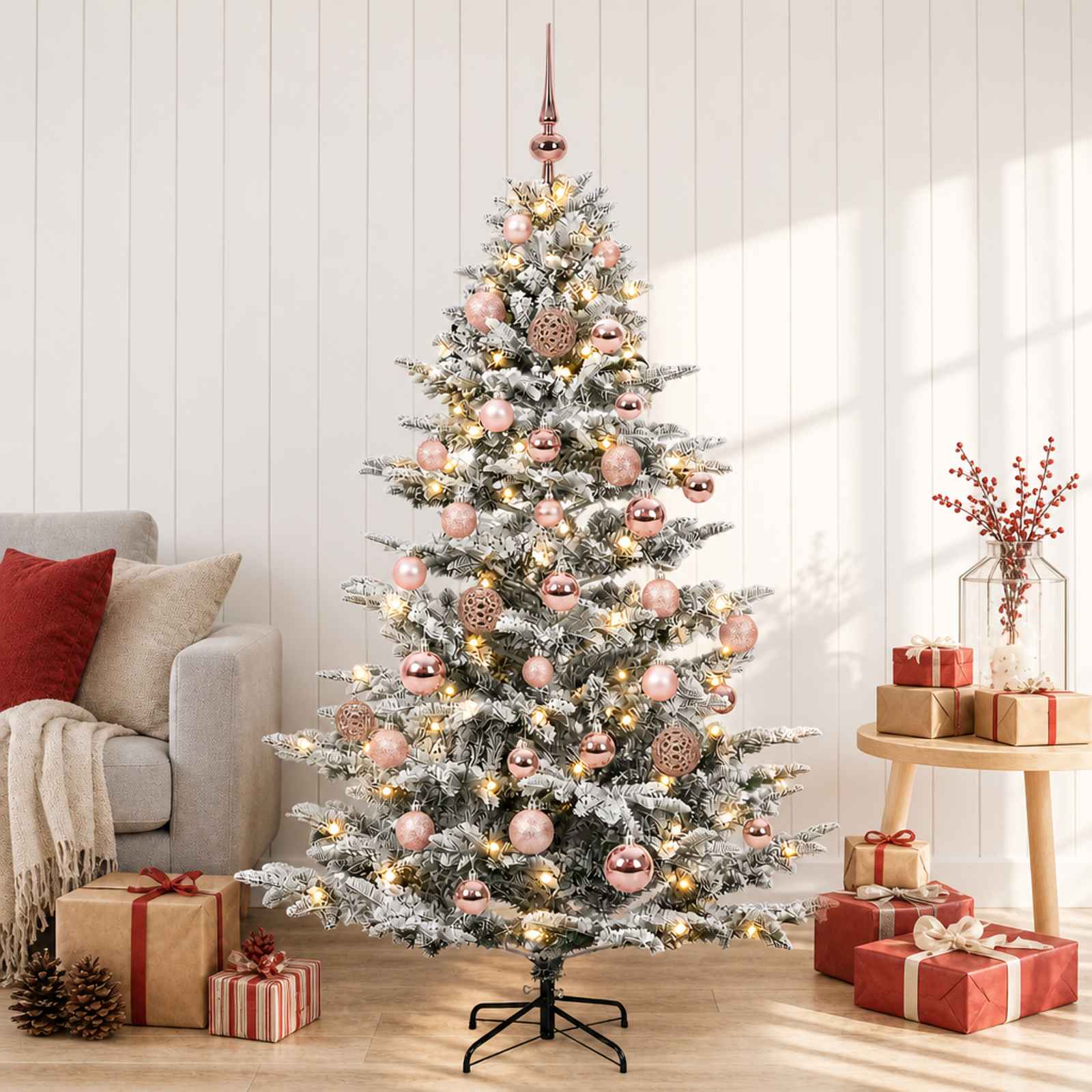 Umetna božična jelka z bučko 150 cm 150 LED Toplo bela