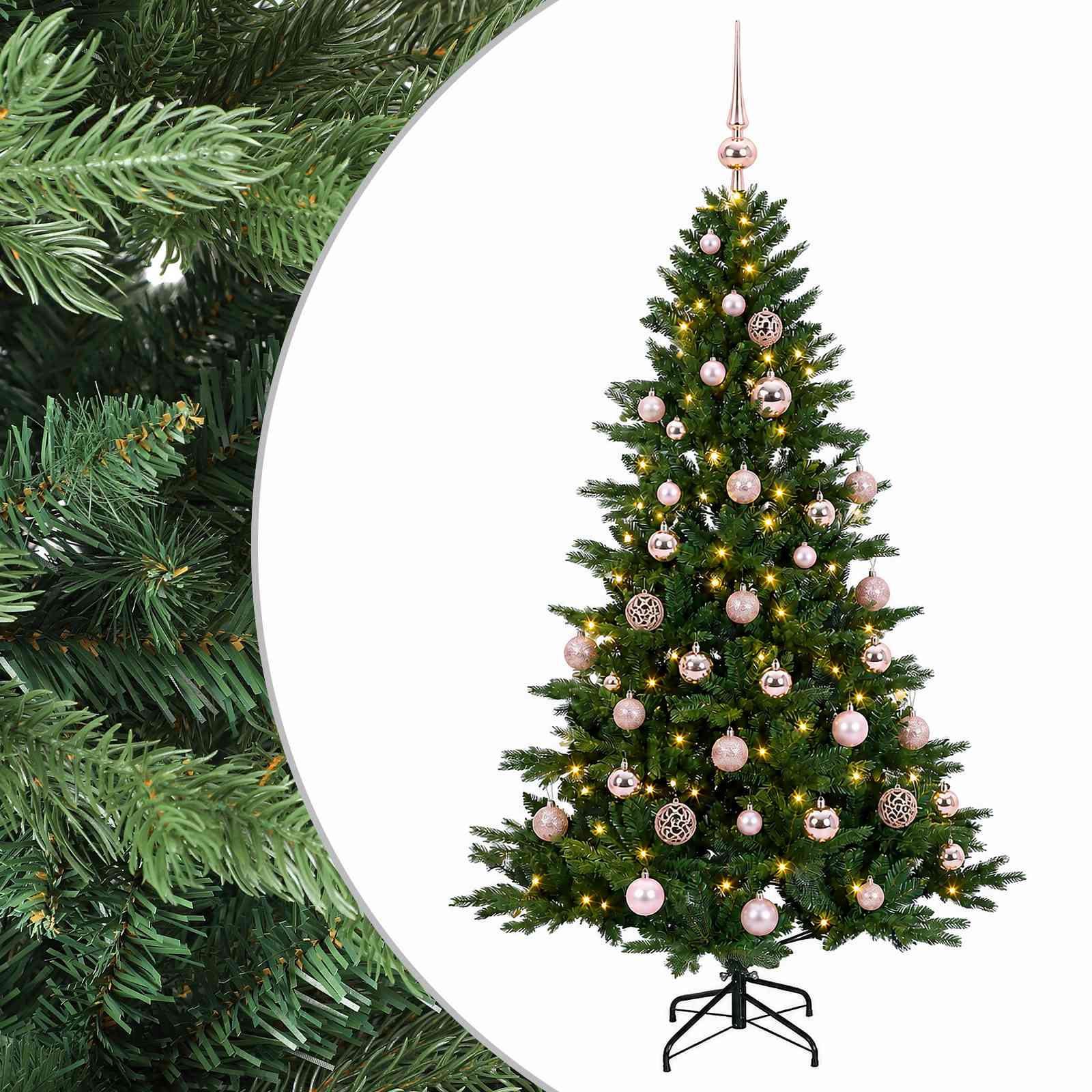 vidaXL Umelý vianočný stromček s vianočnými guľami 150 cm 150 LED