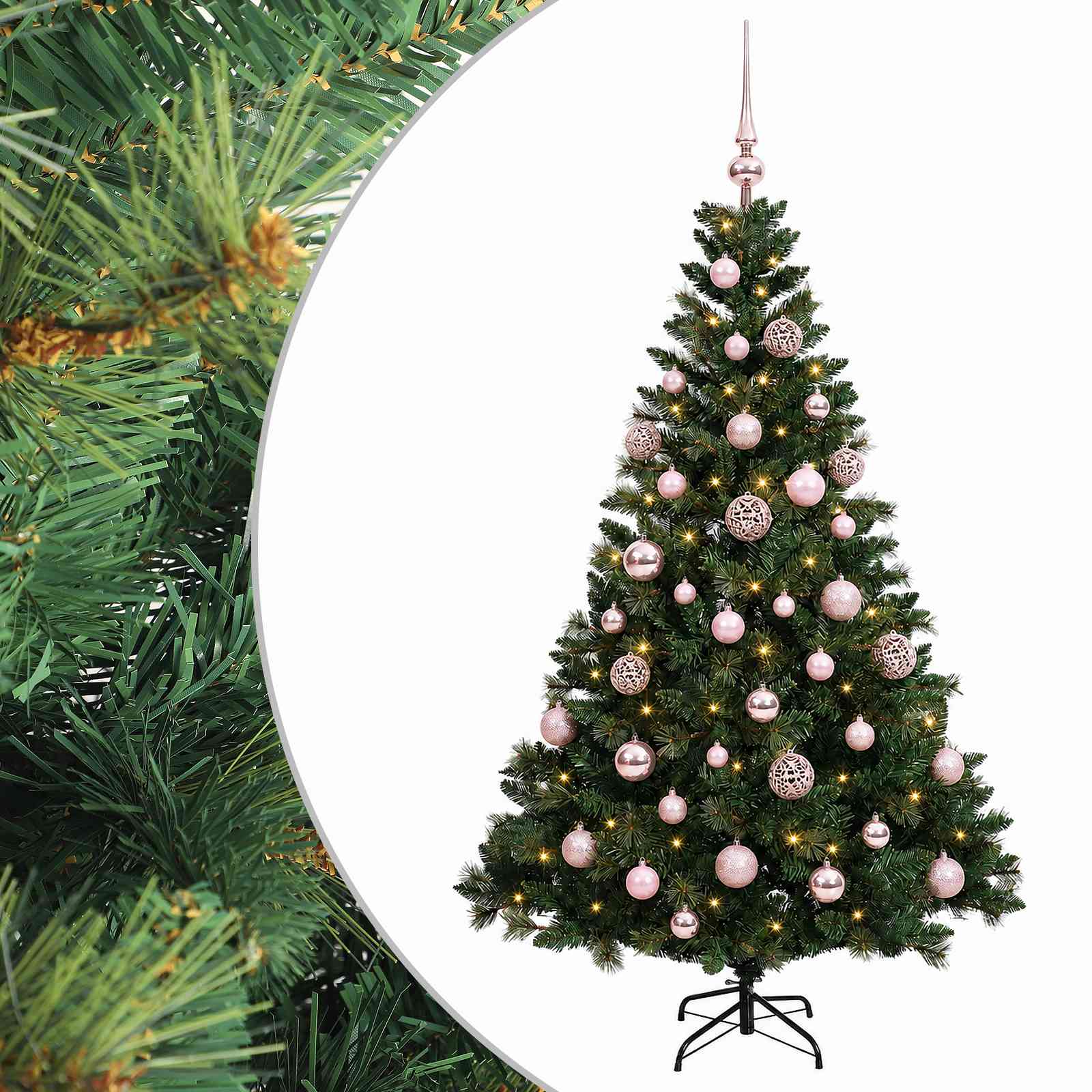 vidaXL Umelý vianočný stromček s guľami 120 cm 150 LED Teplá biela