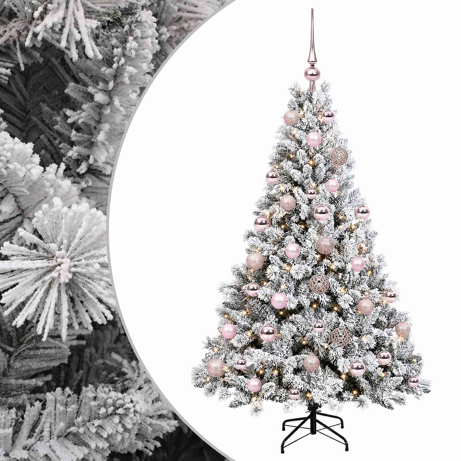 vidaXL Umelý vianočný stromček s vianočnými guľami 150 cm 150 LED