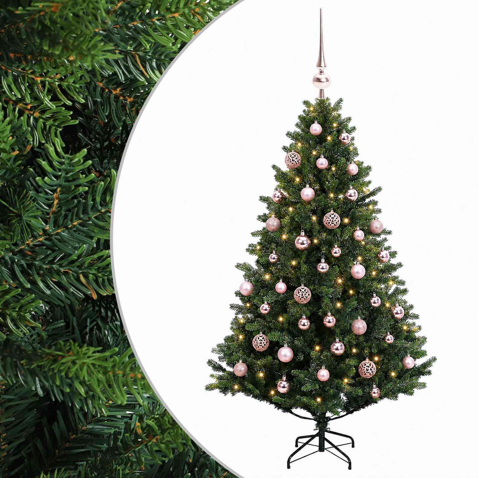 vidaXL Umelý vianočný stromček s guľami 150 cm 150 LED Teplá biela