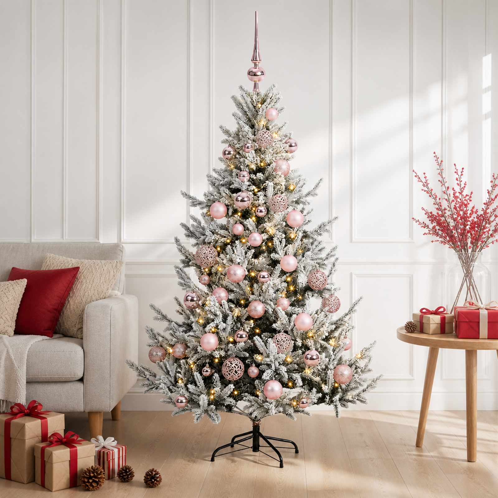 Umetna božična jelka z bučko 120 cm 150 LED Toplo bela