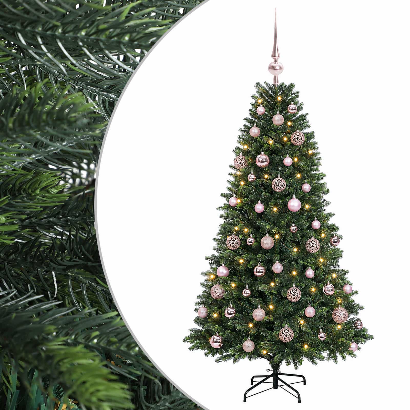 Umjetno božično drevo z okrasnimi kroglami 120 cm 150 LED