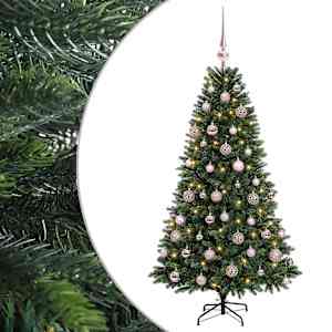 vidaXL Tehisj&otilde;ulukuusk koos kaunistustega 120 cm 150 LED-i Soe valge
