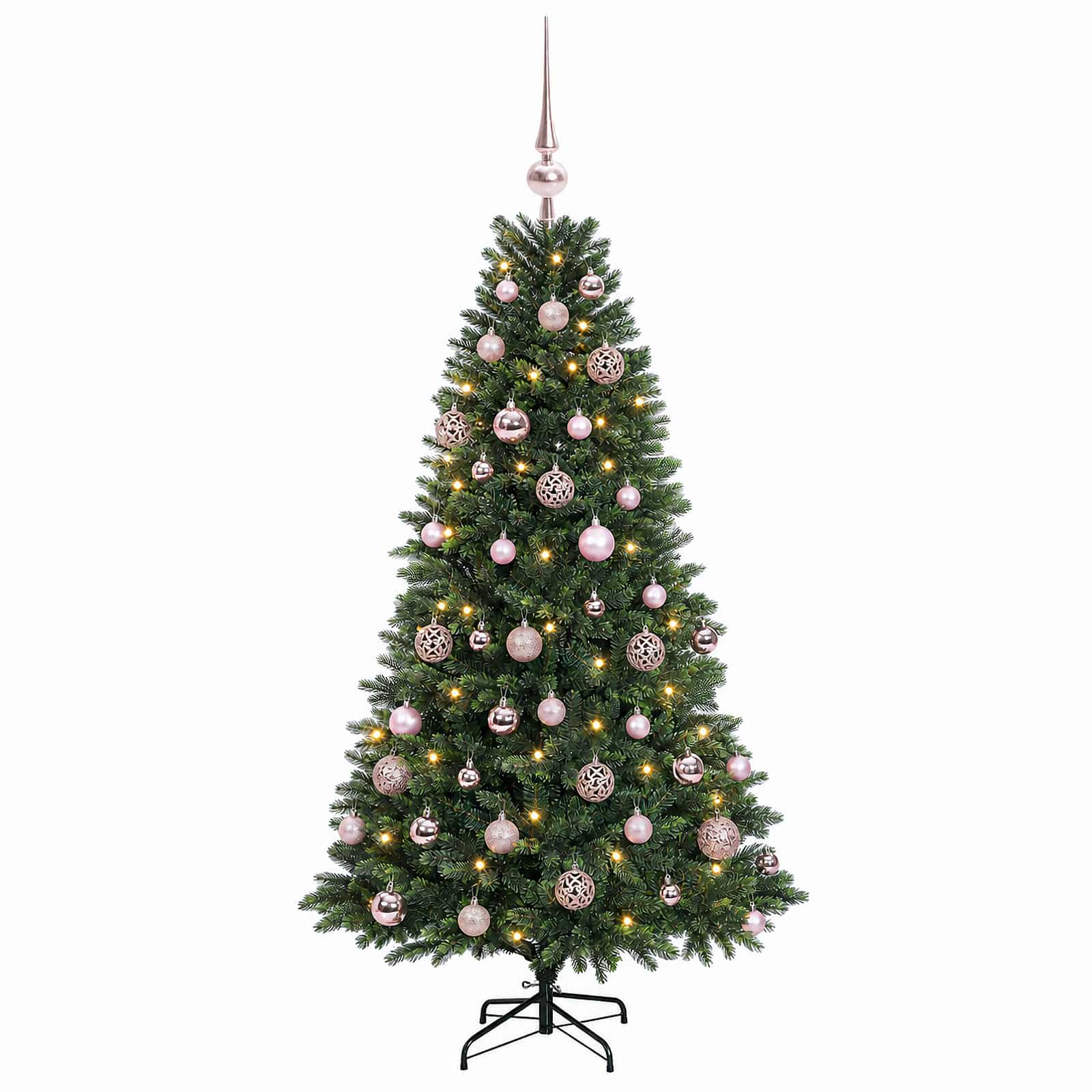 Umjetno božično drevo z okrasnimi kroglami 120 cm 150 LED