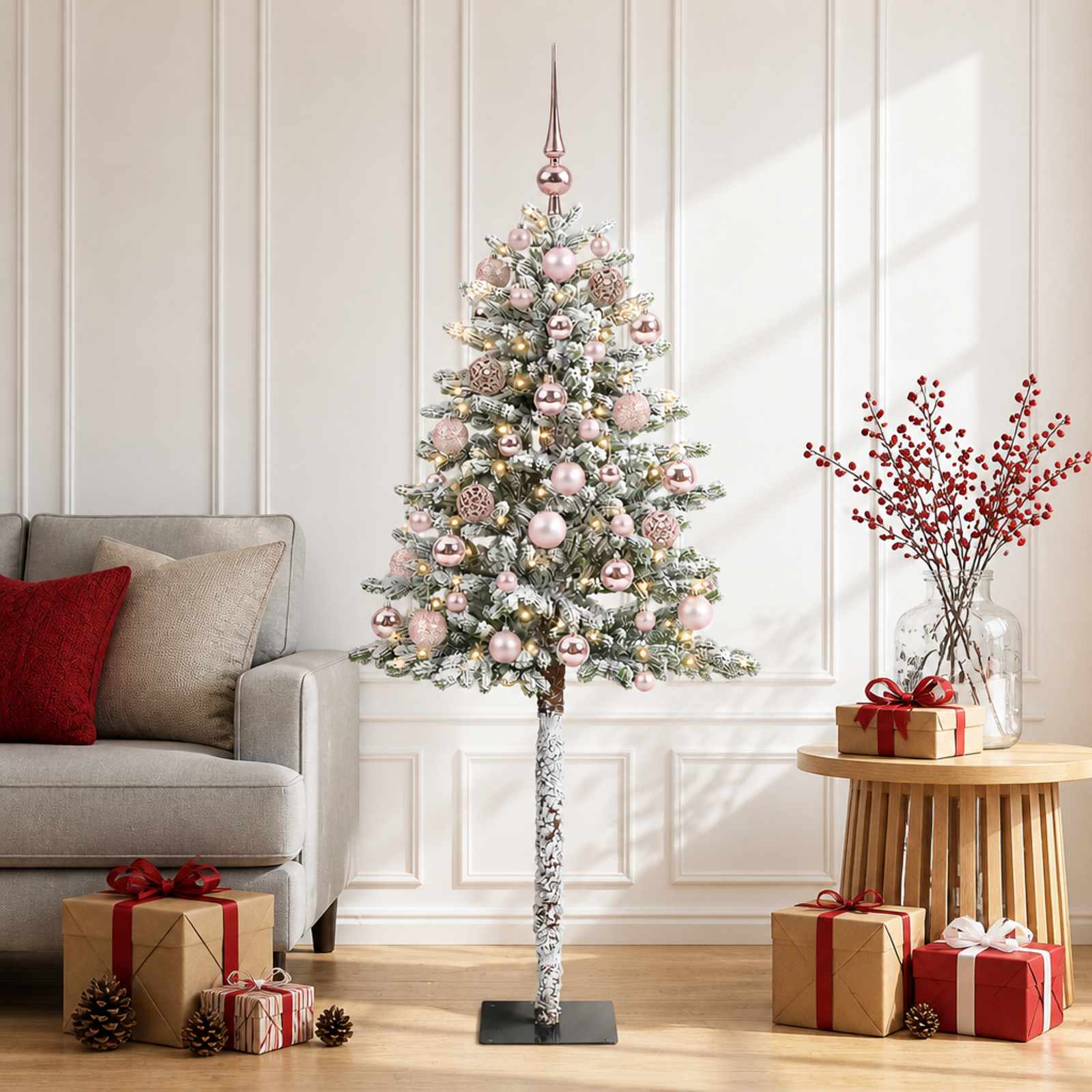 Umjetno božično drevo z okrasnimi kroglami 120 cm 150 LED