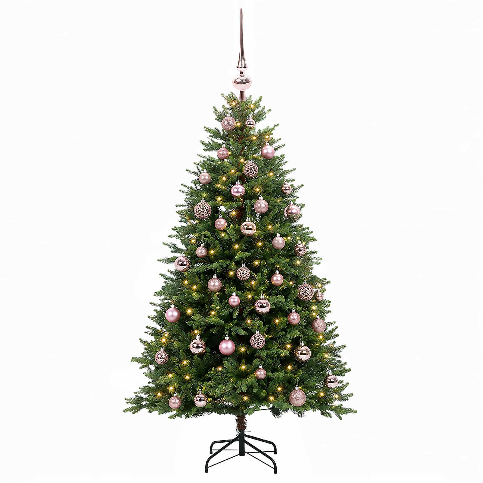 Umjetno božično drevo z okrasnimi kroglami 120 cm 150 LED