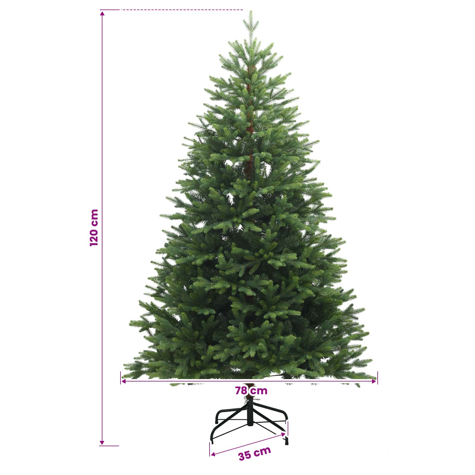 Umjetno božično drevo z okrasnimi kroglami 120 cm 150 LED